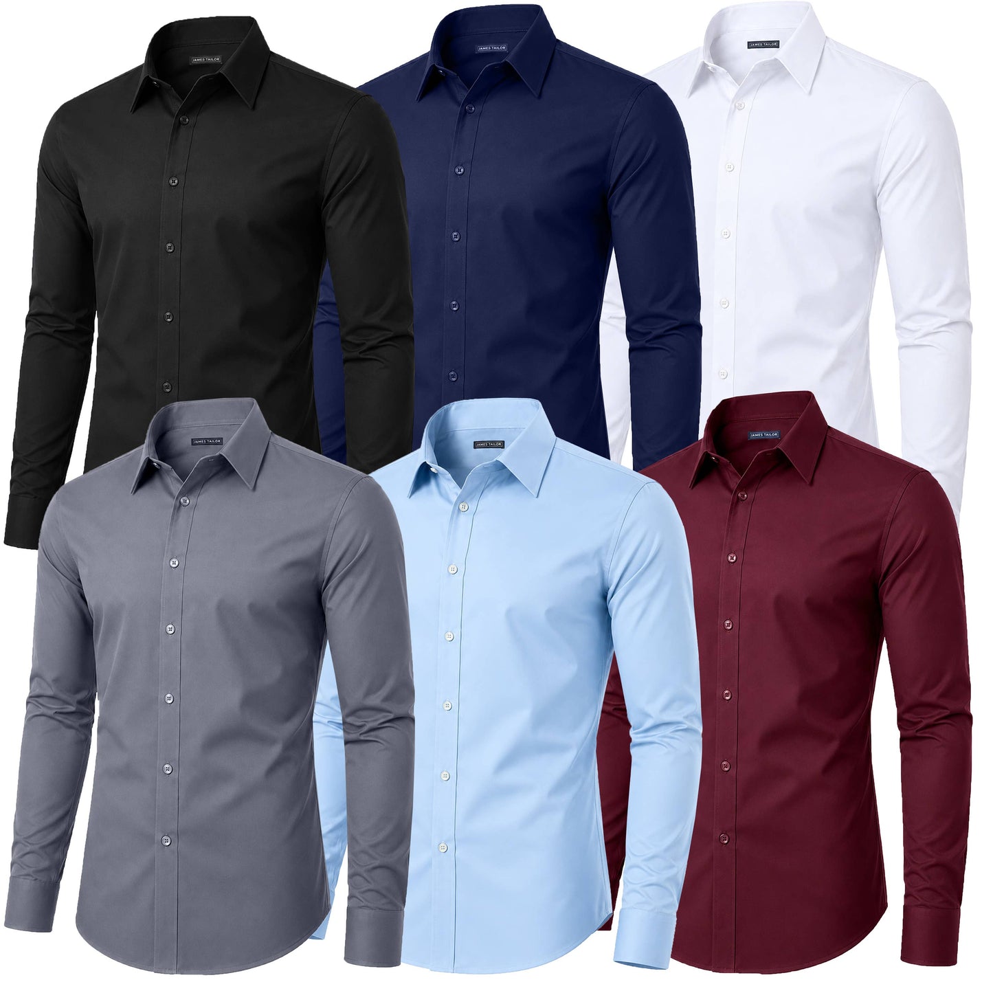 Men's Long Sleeve Untucked Stretch Dress Shirt (S-3XL): White / M