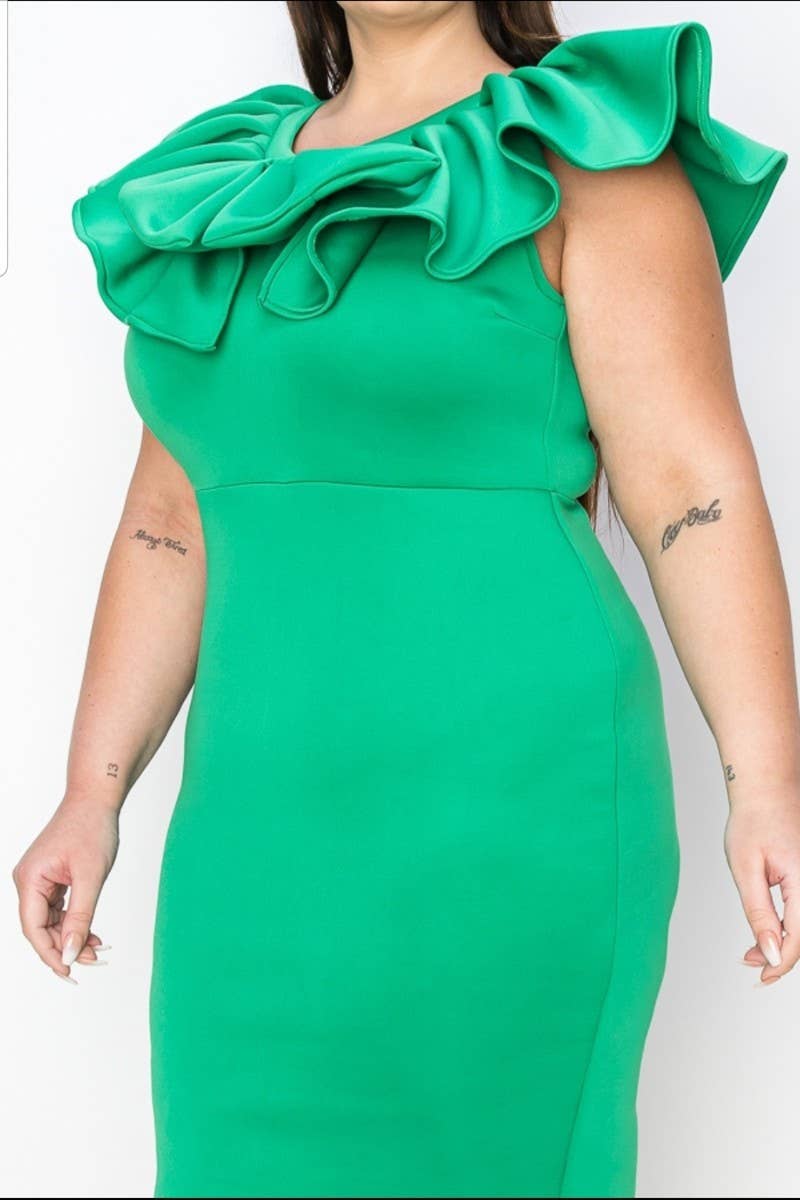Super techno Bow front middi bodycon dress : White / 2XL