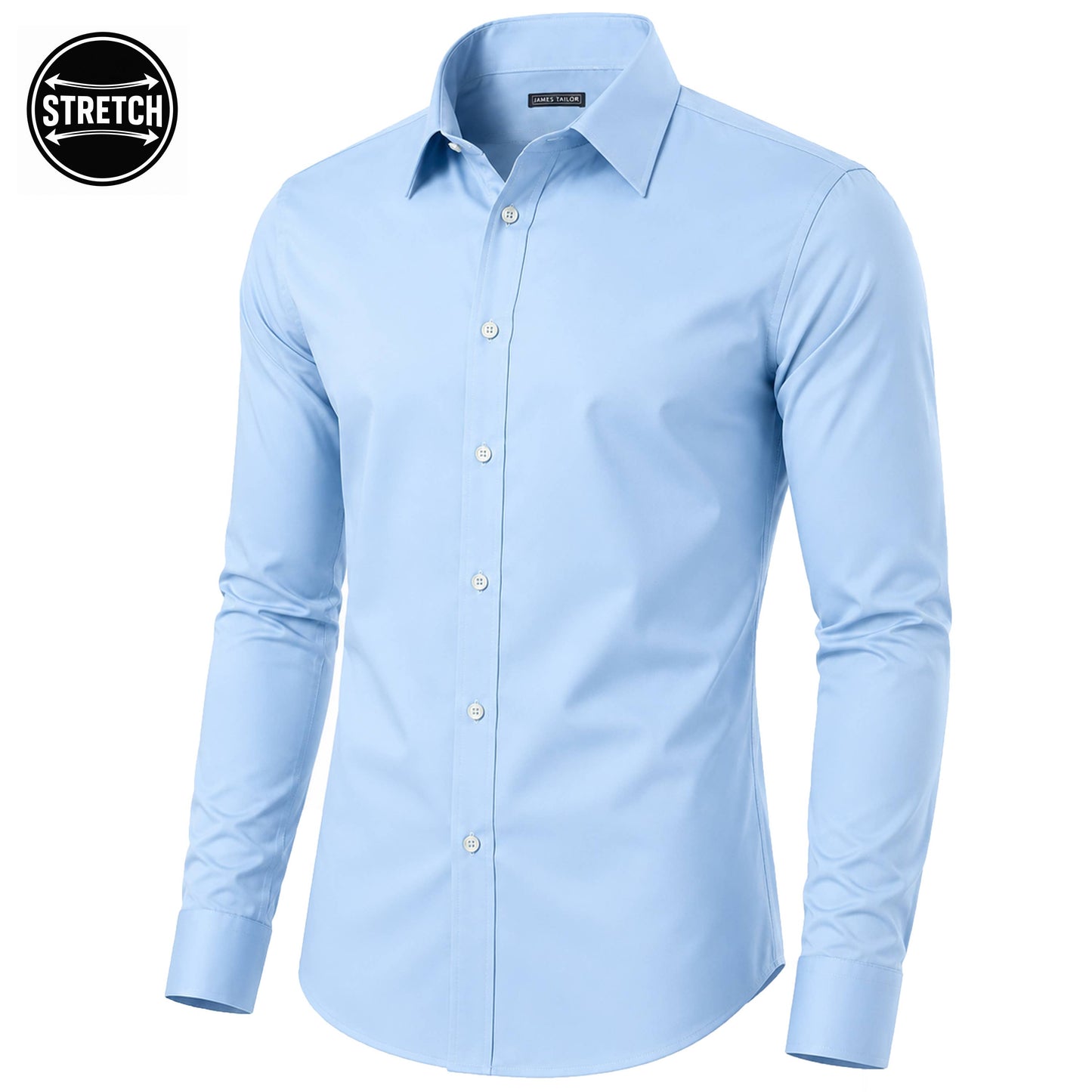 Men's Long Sleeve Untucked Stretch Dress Shirt (S-3XL): White / 3XL