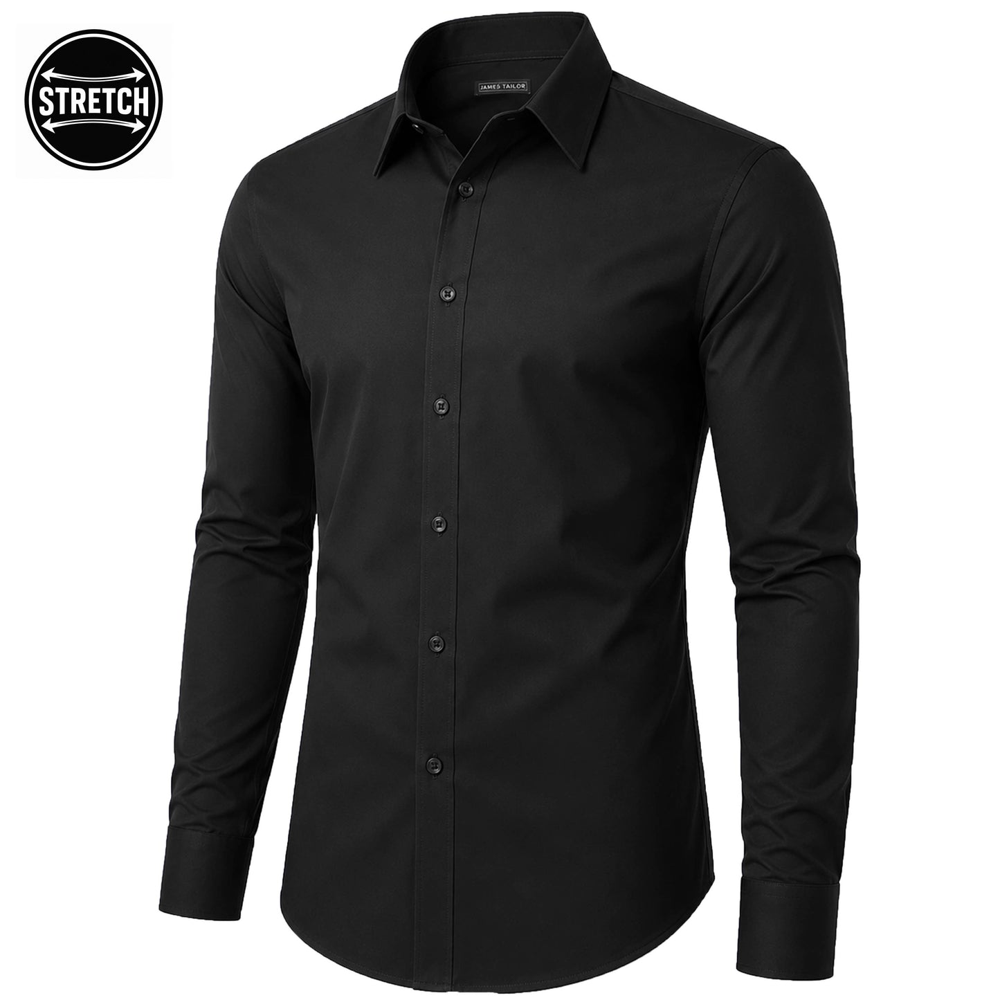 Men's Long Sleeve Untucked Stretch Dress Shirt (S-3XL): White / XL