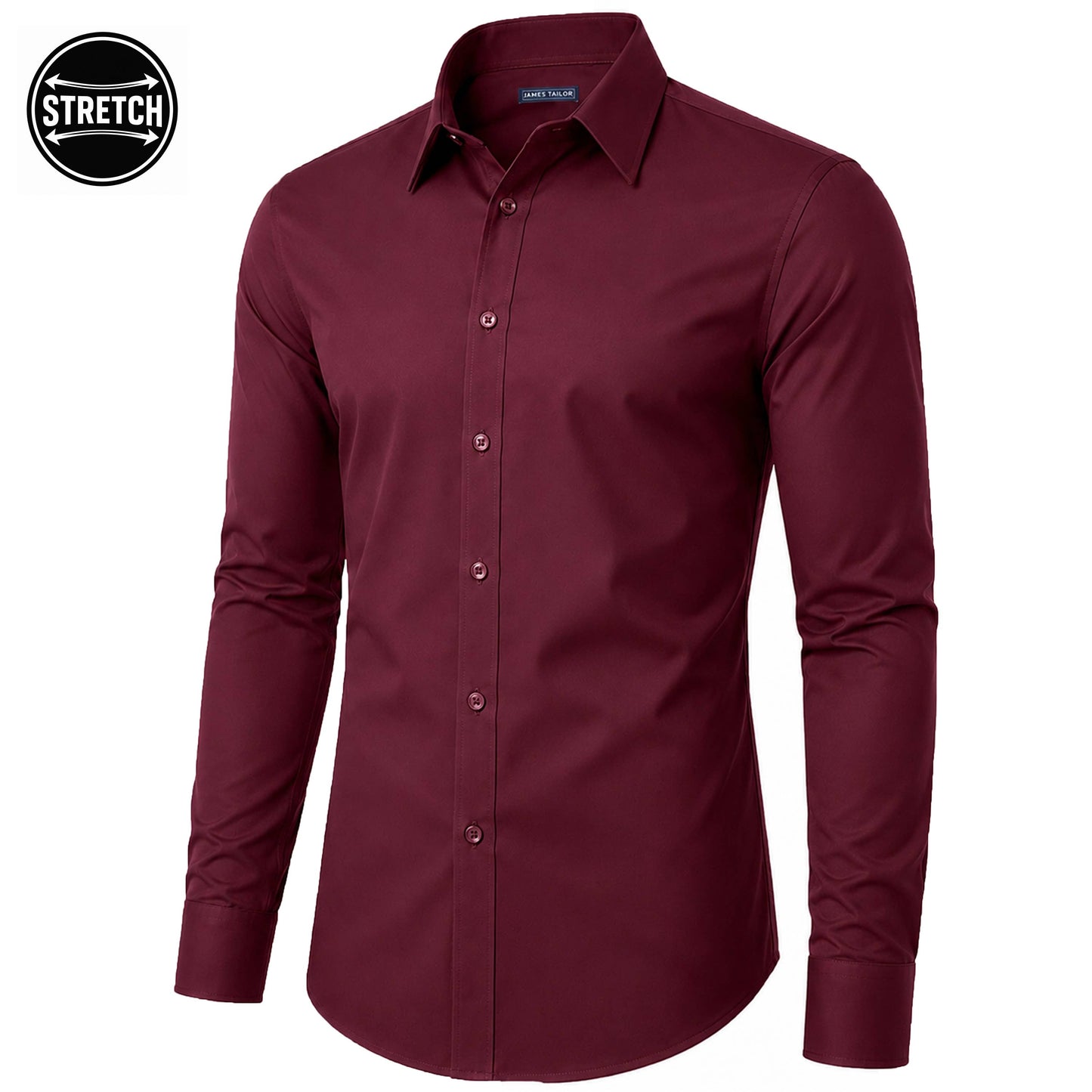 Men's Long Sleeve Untucked Stretch Dress Shirt (S-3XL): White / 3XL
