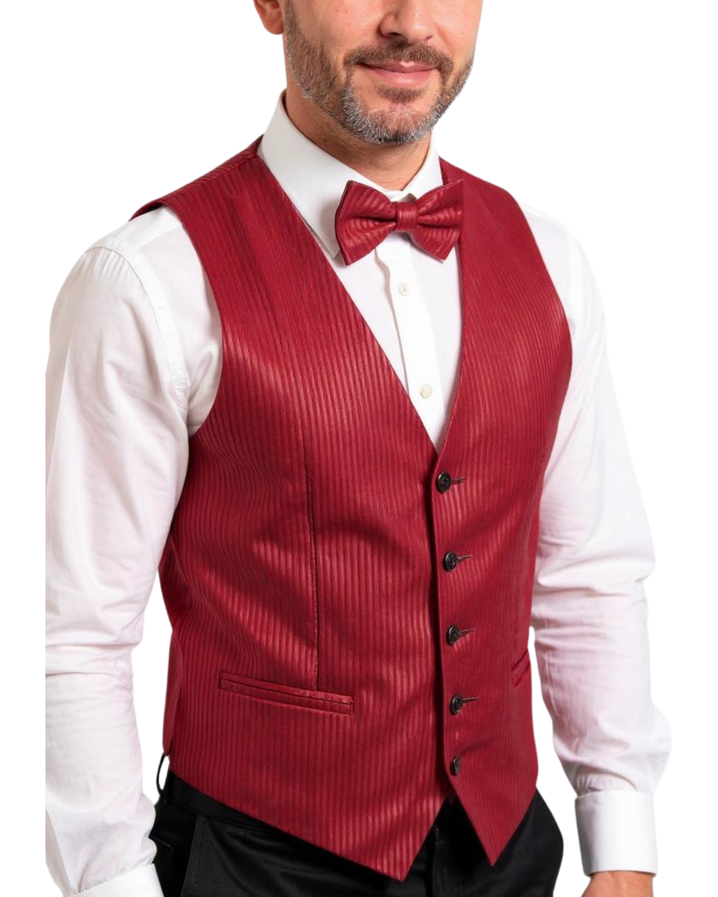 Ferrecci Mens PV400 - Red Stripped with Red Back Adjustable Vest Set: L