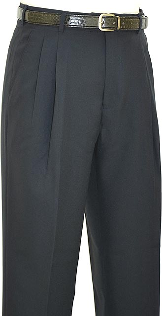 Bocaccio Navy Blue Classic Fit Pleated Dress Pants