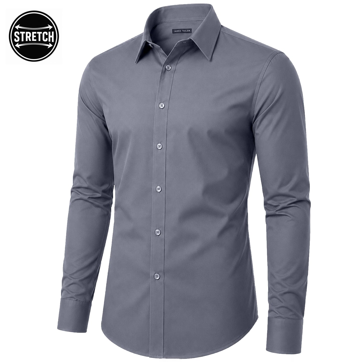 Men's Long Sleeve Untucked Stretch Dress Shirt (S-3XL): White / 3XL