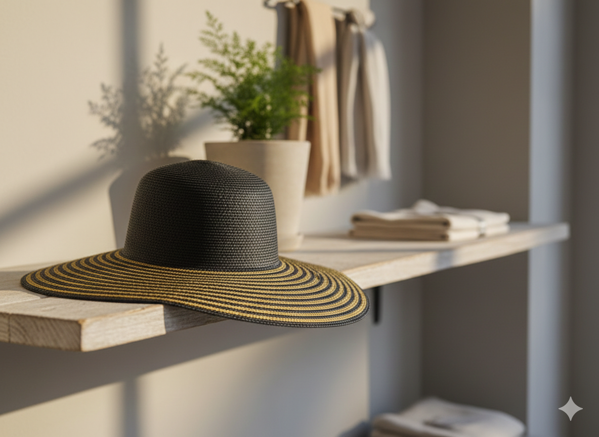 T3013G - Black & Gold Striped Brim Hat: Black