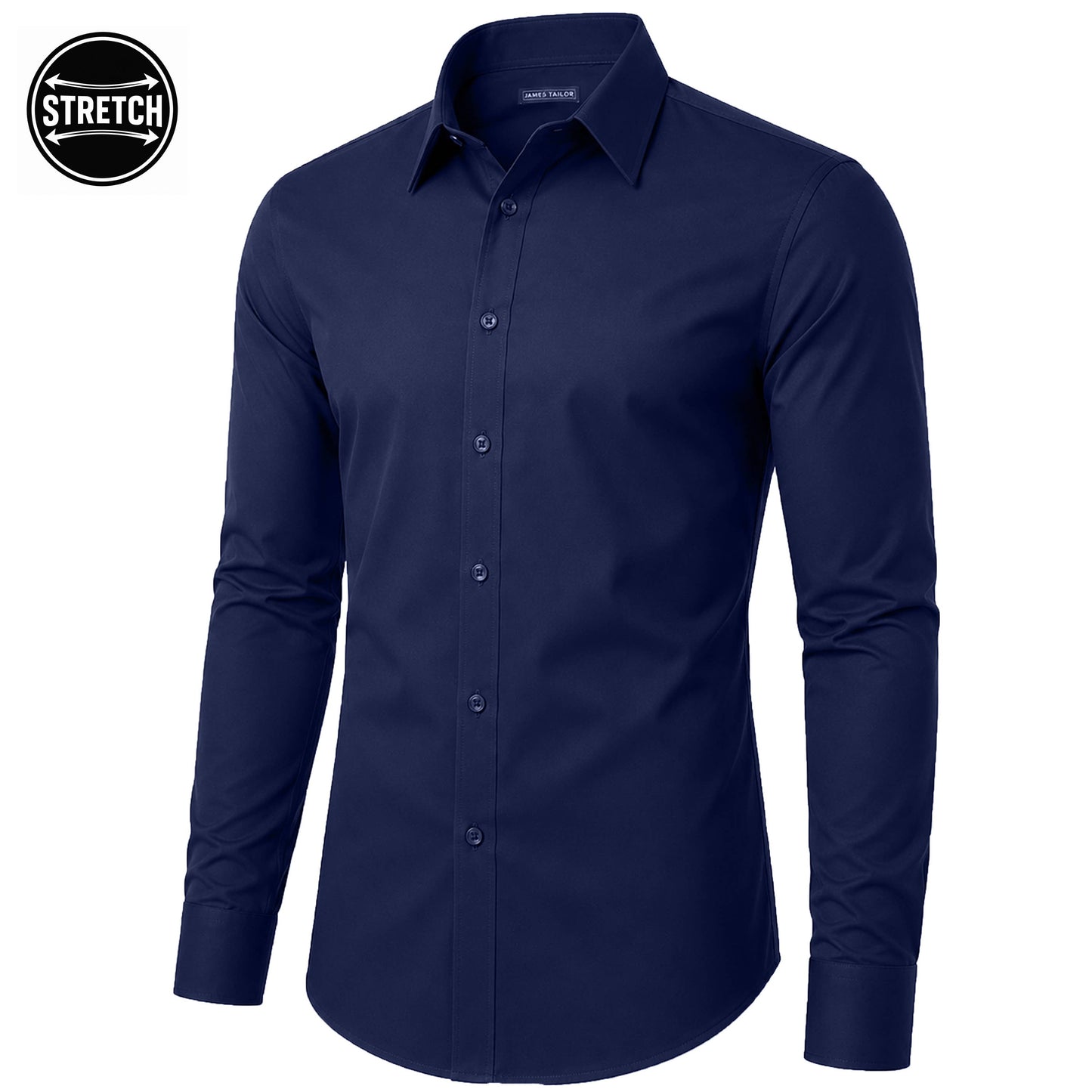 Men's Long Sleeve Untucked Stretch Dress Shirt (S-3XL): White / 3XL