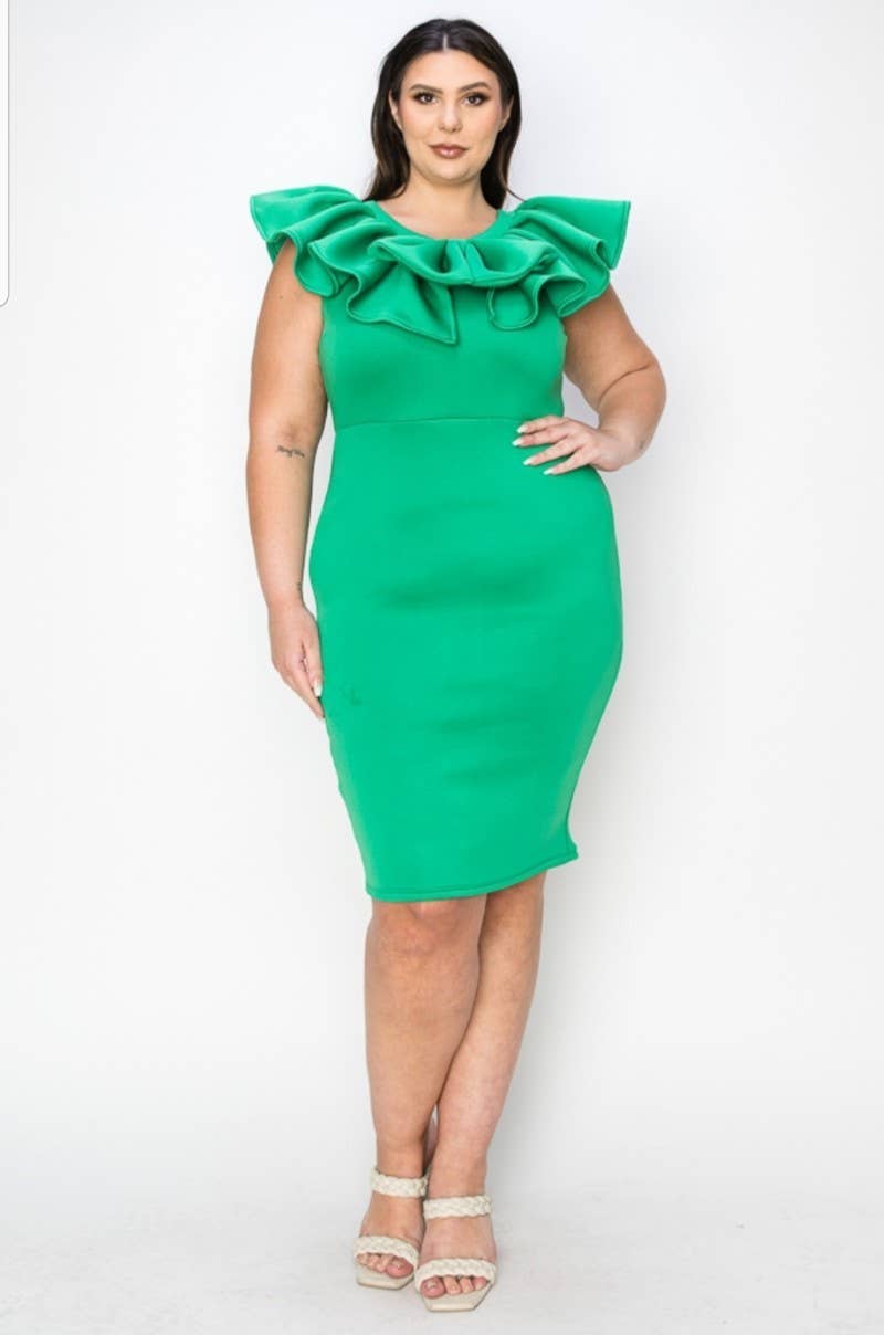 Super techno Bow front middi bodycon dress : White / 2XL