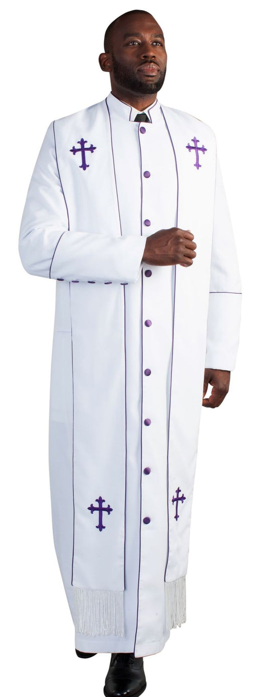 Men Church Robe with stole (White/Purple) image 0