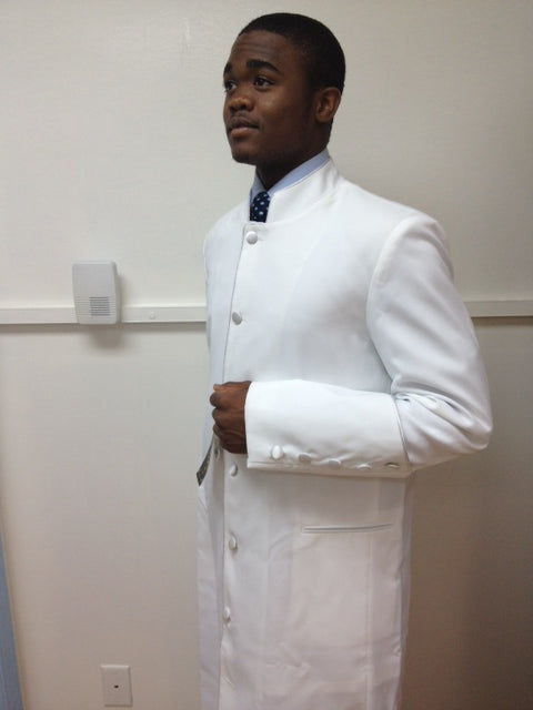 MENZ CLERGY ROBE(White/white)- SIZES 36 TO 62 image 0