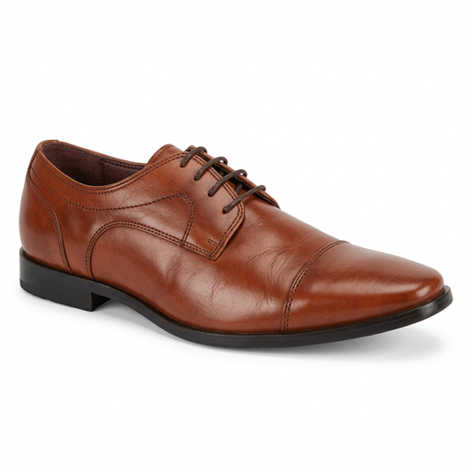 Cleaned-up cognac shoe photo